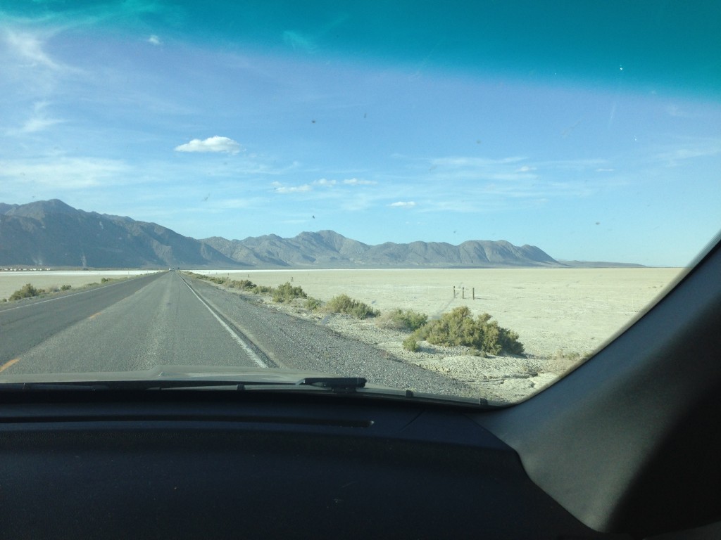 Driving through the salt flats.