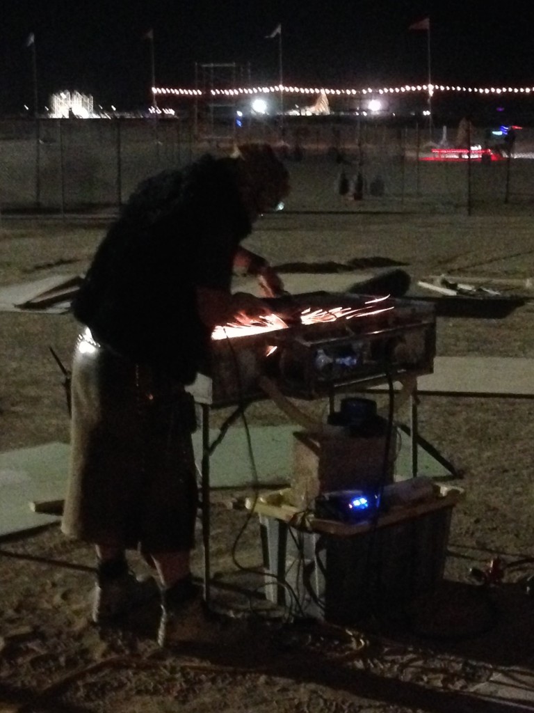 Marc, hard at work on FaIRE Hockey, doing his best impression of a human fire Zamboni.