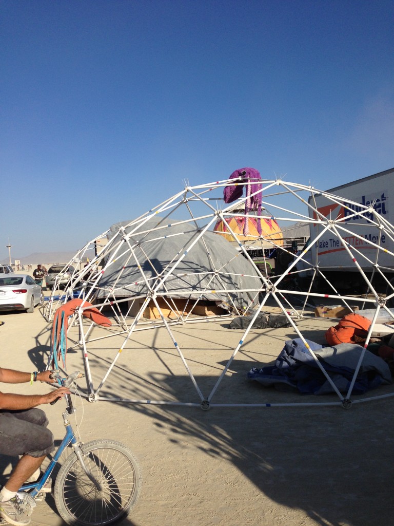 Who is that up on top of the geodesic dome?