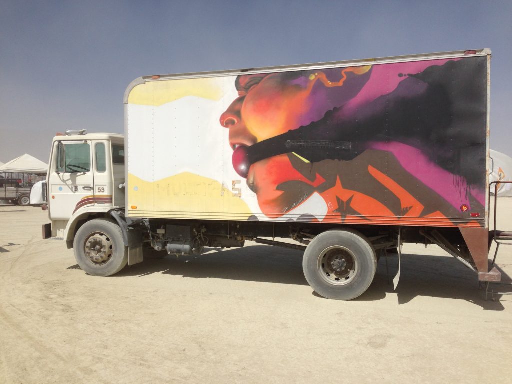 One of the more interesting instances of truck art, presumably to cover corporate logos.