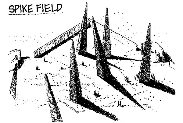 "‘Spike field’: An early idea from the US Department of Energy in the 1990s. The spikes and their shadows would communicate danger, as would warning signs bearing Edward Munch’s 'The Scream' scattered across the site" - http://www.ft.com/cms/s/2/db87c16c-4947-11e6-b387-64ab0a67014c.html