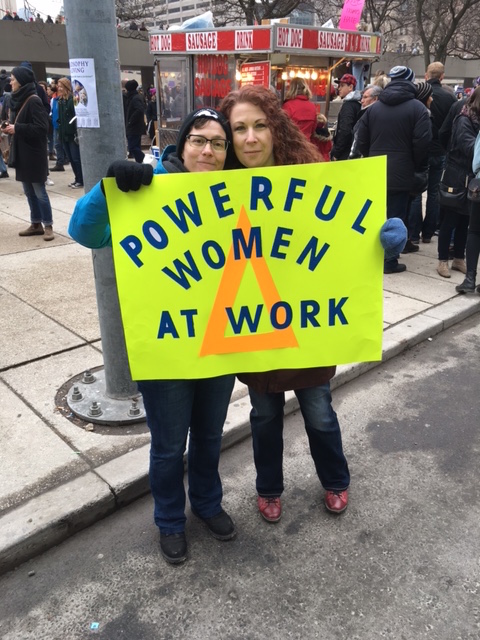 Powerful women at work, Women's March 2017, estimated 60,000 in Toronto.