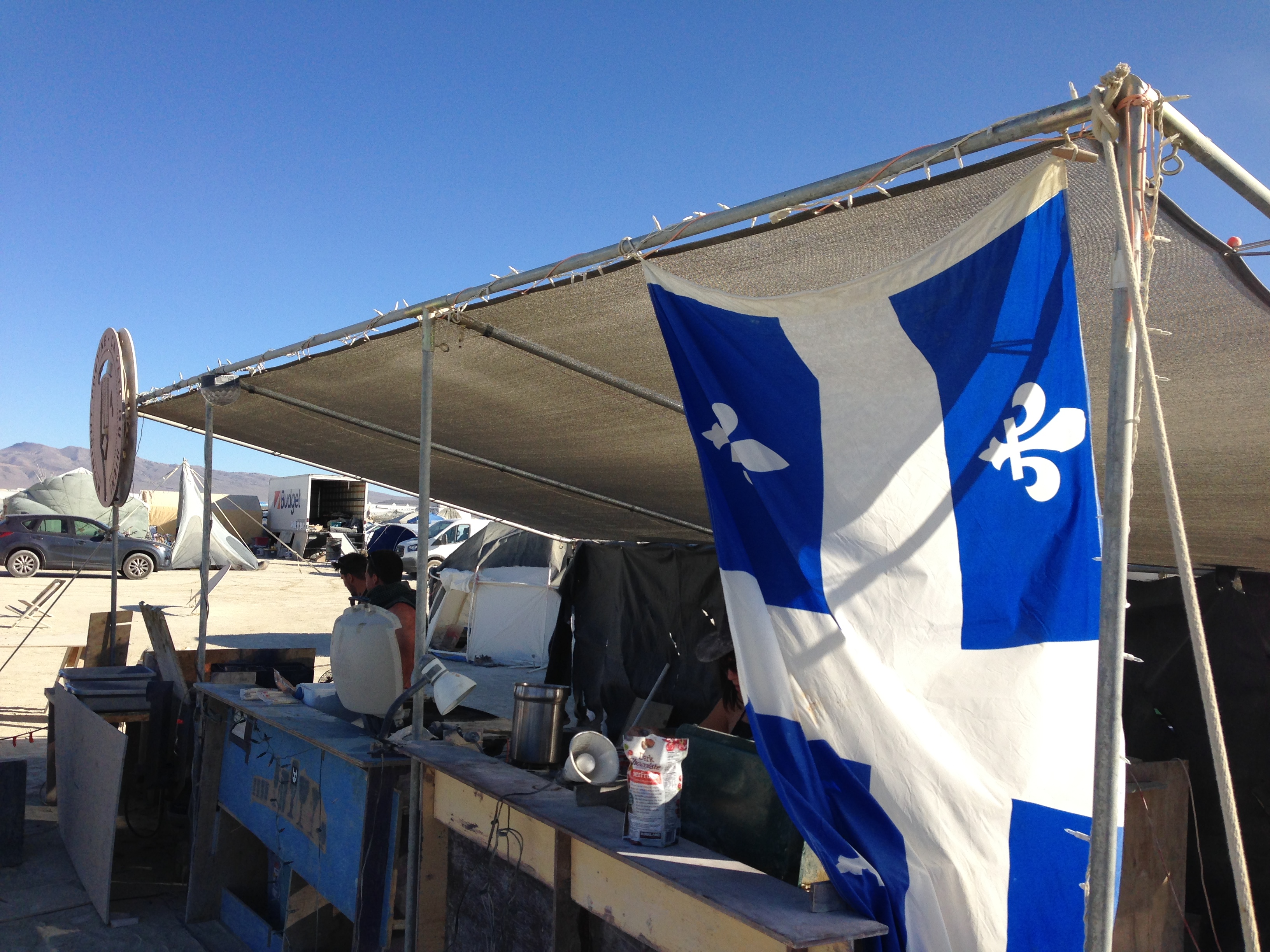 The Quebecois flag.  A welcoming sight far away from home.