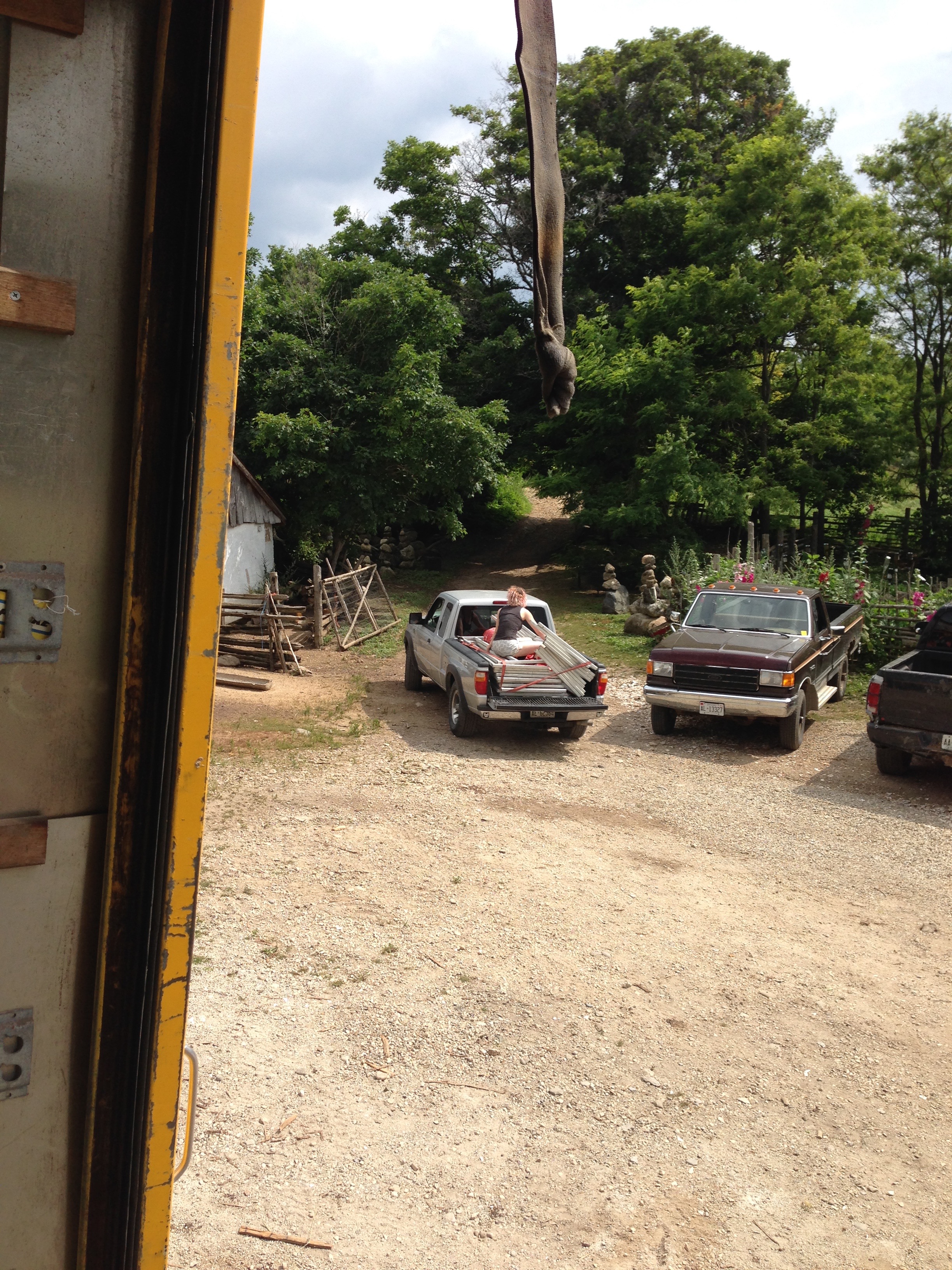 One of the pickup trucks, demonstrating proper Kate transportation technique.