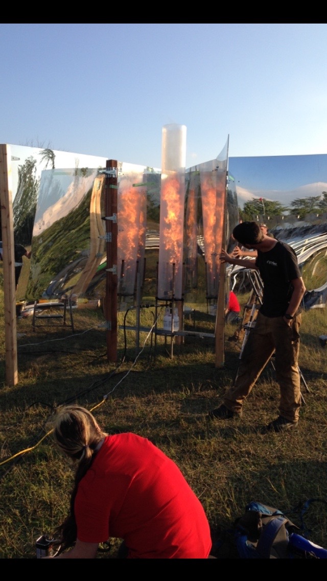 Our favourite iconic picture of Mirror Blaze, with S setting off the flame effect, and Patrick standing at a safe (though warm) distance.