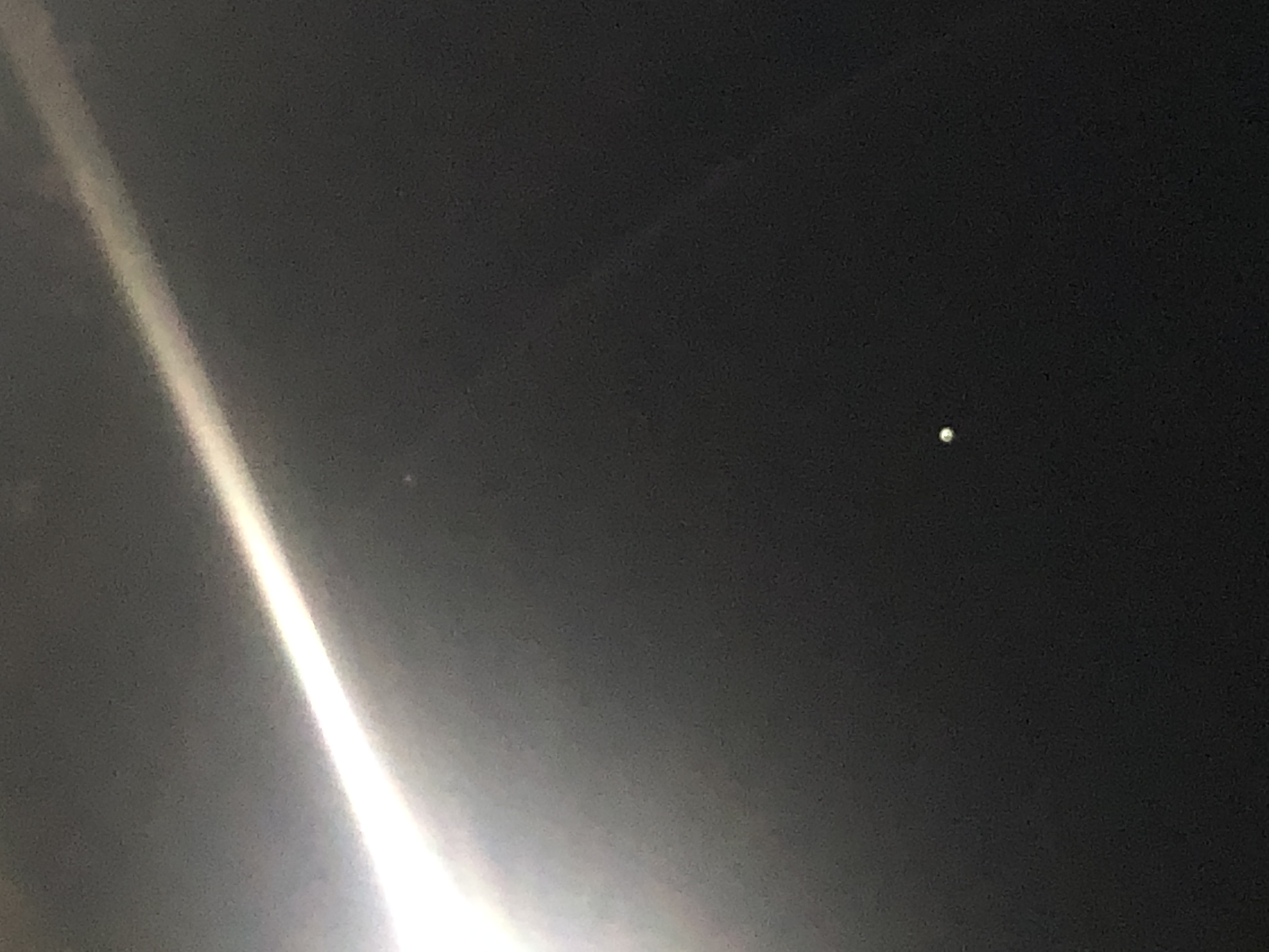 Saturn & Jupiter, sandwiched between the terrible streetlight pollution in my neighbourhood.